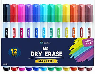 AWELUX Dry Erase Markers,0.5mm Ultra Fine Tip Dry Erase Marker Office  School Supplies, 12 Color Whiteboard Markers, Durable Low Odor Thin  washable