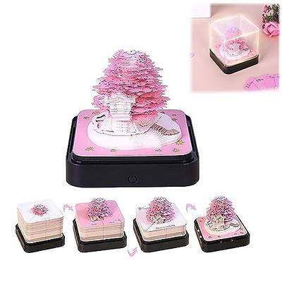 MACTANO Timepiece Calendar 2024, 3d Sakura Tree Memo Pad Art Sticky Notes,  Paper Desk Calendar Pink Small : : Office Products