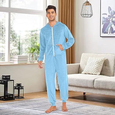 KLL Unisex Adult Onesie Pajamas Zipper Pocket Flannel One-piecing Pjms  Jumpsuit Halloween Christmas Costume Hooded Sleepwear Homewear for Women  Men M Light Blue - Yahoo Shopping