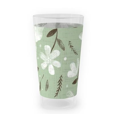 Vintage Clear Glass Cup - Green - ApolloBox