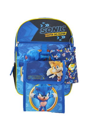 Sonic The Hedgehog 5 Piece Backpack & Lunch Box Set