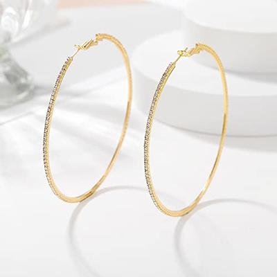  MOROTOLE Gold Hoop Earrings for Women Thick Gold Hoop Earrings  Diamond Cut Ripples Designed Large Thick Gold Hoop Big Thick Hoop Earrings  for Women 30mm Gold Hoop Earrings for Women: Clothing