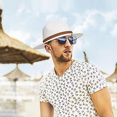 Mens Panama Sun Hat Gents Wide Brim Fedora U.V Summer Holiday One Size Band  NEW