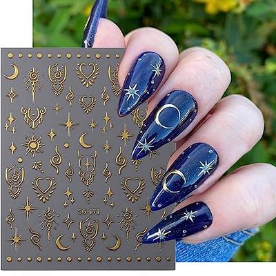 30 Sheets Gold Nail Stickers 3D Nail Art Supplies Metallic Nail Decals Star  Moon Heart Butterfly Glitter Nail Art Design Self Adhesive Sticker for