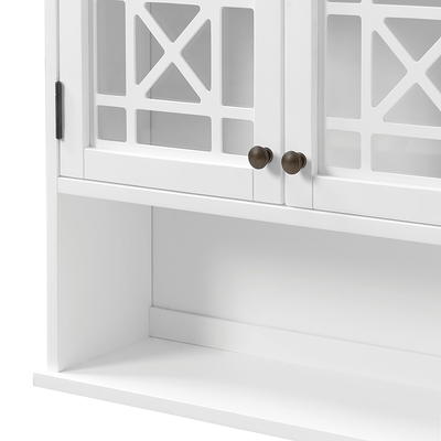 Dover 27 in. W Wall-Mounted Bathroom Shelf with 2 Towel Rods in White