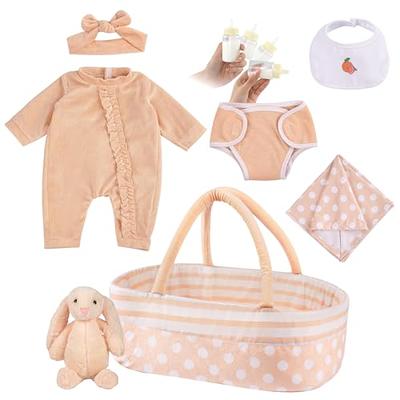 8 Pcs Reborn Baby Doll Accessories with Bassinet for 17-22 Inch