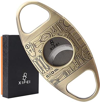 XIFEI Cigar Cutter Antique Bronze Engrave Stainless Steel Double Cut Blade  Cigar Guillotine(Gold) - Yahoo Shopping