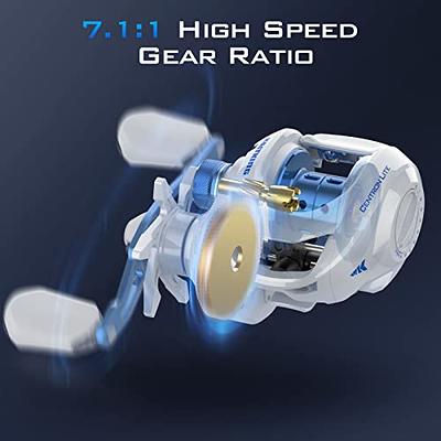 Right Handed Baitcasting Fishing Reel with 17 Plus 1 Ball Bearings and 7.1:1 Gear Ratio