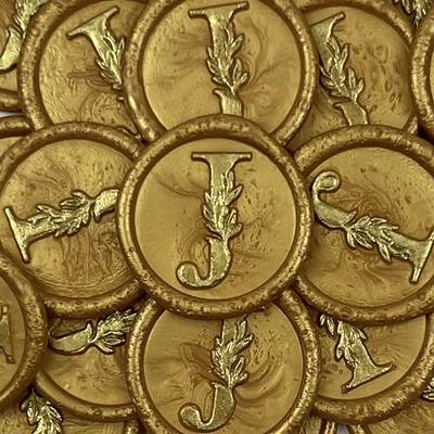 25Pcs Gold & Gold Wax Seal Stickers Handmade Vintage Botanical