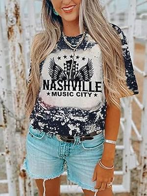 Country Shirts Women Nashville Outfits Concert Music Graphic Tees Guitar  Wings Rock Short Sleeve Tops H Gray - Yahoo Shopping