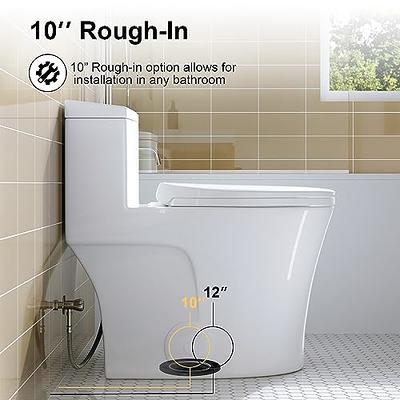 HOROW Small Compact One Piece Toilet For Bathroom, Quiet Dual Flush Modern  Toilet, 12'' Rough-In Toilet & Soft Closing Seat 