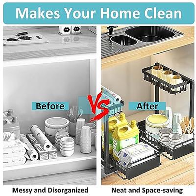 Sudifor Under Sink Organizer, Pull Out Kitchen Cabinet Organizer with 4  Hooks and Hanging Cup, 2 Tier Slide Out Sink Shelf for Kitchen Bathroom Cabinet  Organization, White,1 Pack - Yahoo Shopping