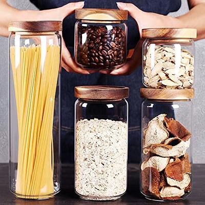 Set of 5 Glass Storage Containers with Bamboo Lids, Airtight