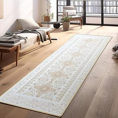 Lahome Moroccan Washable Living Room Rug - 3x5 Area Rugs for Bedroom Throw  Non-Slip Low-Pile Entryway Rug Bathroom Rugs Soft White Distressed Indoor