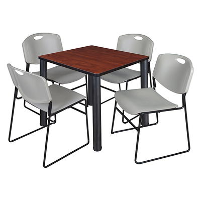 Regency Cain Square Breakroom Table with 4 Stackable Restaurant Chairs 