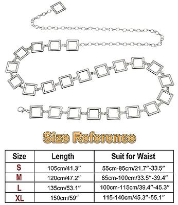  BAOKELAN Women Girls Punk Metal Braided Leather Waist Chain  Belts for Jeans Dress 105CM Gold