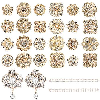 Lovejftty 26 Pieces Gold Wedding Bouquet Bulk Brooches for Women Fashion,  Large Rhinestone Flower Brooch Pins for Crafts (Gold - 26pcs) - Yahoo  Shopping