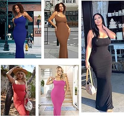 Popilush Women Maxi Bodycon Shaper Dress Built in Shapewear Bra