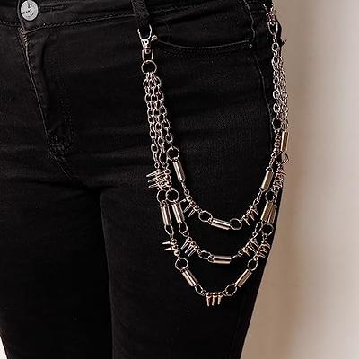 JAZTAKU Jeans Chains with Spike Wallet Chain Pants Chain Silver