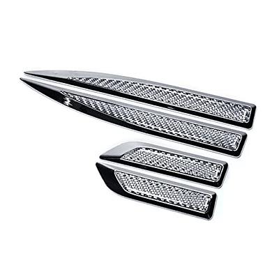 GreceYou 1Pair Car Side Fender Sticker Chrome + Carbon Fiber 3D