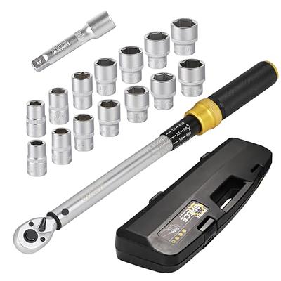 BENTISM Torque Wrench, 1/2 Drive Click Torque Wrench  20-250ft.lb/34-340n.m, Dual-Direction Adjustable Torque Wrench Set,  Mechanical Dual Range Scales Torque Wrench Kit with Adapters Extension Rod  