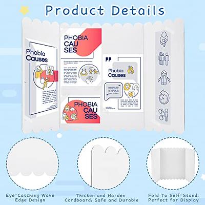 15 Pcs Trifold Poster Board Tri-fold Presentation Portable Science Fair  Display Boards Cardboard Foldable Posterboard Project Board with 15 Letter