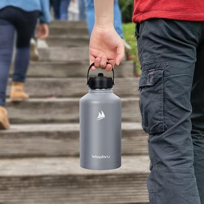 Waipfaru Half Gallon/64Oz Insulated Water Bottle, Stainless Steel