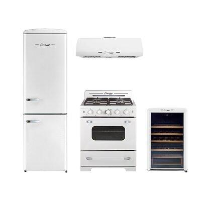 Unique Appliances Classic Retro 3 Piece Kitchen Appliance Package with  Bottom Freezer Refrigerator , 24'' Gas Freestanding Range , and Under  Cabinet