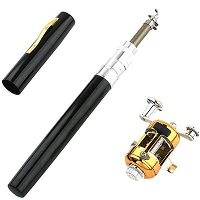 Pocket Collapsible Fishing Rod Reel Combo Mini Pen Fishing Pole Kit  Telescopic Fishing Rod Spinning Reel Combo Kit Black 1.4m