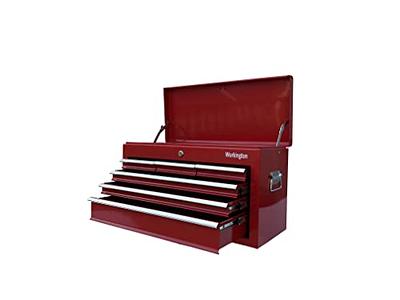 P.I.T. Portable 3 Drawer Steel Tool Box with Magnetic Locking Red Hand  Carry