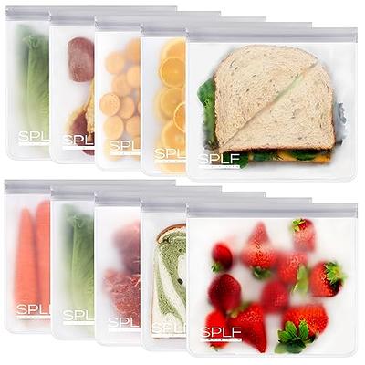 SPLF 10 Pack Reusable Sandwich Bags, Reusable Quart Freezer Bags