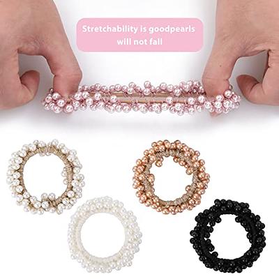  Unicra Pearl Ties Fashion Elastic Scrunchies Set Beaded Hair  Ropes Fancy Ponytail Holder Hair Accessories for Women and Girls 3PCS (Pearl)  : Beauty & Personal Care