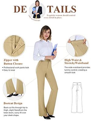 PUWEER Work Pants for Women, Stretch Dress Pants with Pockets, Straight Leg  Slacks for Women to Business Work Casual, Grey, Large Long