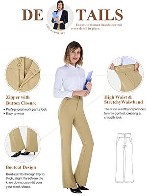 Khaki Women's Business Casual High Waisted Straight Leg Stretchy