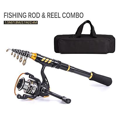 Fishing Rod and Reel Combo Carbon Fiber Telescopic Fishing Rod with Reel  Combo Carrier Bag Case Saltwater Freshwater Travel Fishing Lures Jig Hooks