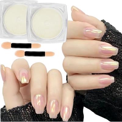 PrettyDiva Pearl Chrome Nail Powder - 2 Colors Pearl Powder Ice Transparent  Aurora Chrome Nail Powder, High Gloss Pearlescent Iridescent Glitters  Powder Metallic Pigment for Nails ice pearl