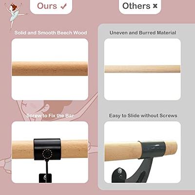 4FT Single Ballet Bar Wall-Mounted Beech Wood Barre Yoga