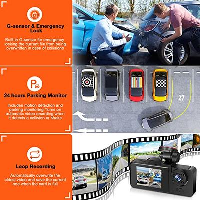Car Camera Dashcam Front and Inside Dual Lens Car Cam with Night Vision,  170° Wide Angle Driving Recorder Loop Dash Cam, Parking Monitor, G-Sensor,  Motion Detection 