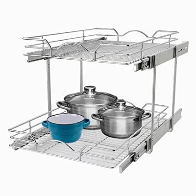 DINDON 2 Tier Pull Out Cabinet Organizer (14 W x 21 14'' W X 21'' D,  Chrome