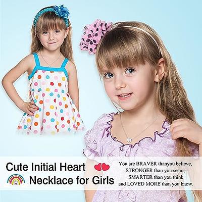 Heart Initial Necklace for Little Girls Jewelry Ages 4-6 5-7 8-12 10-12