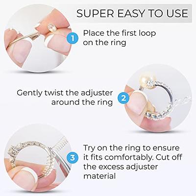  Ring Sizer Adjuster for Loose Rings - 52 Pack Clear Ring Sizer  Adjuster,Invisible Ring Size Adjuster for Women,w/4 Style for Different  Band Widths,8 Ring Guards Silicone Guard,Spacer,Polish Cloth : Arts, Crafts