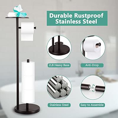 Upgraded Toilet Paper Holder Stand for Bathroom, Holds 3 Big Rolls of Jumbo  Mega Paper, Top Shelf for Wipes Tissue, Sturdy Freestanding Paper Roll