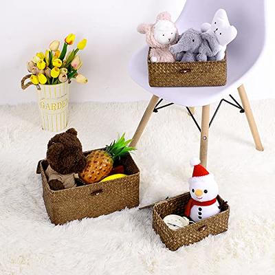 ECEGEVA Storage Baskets for Shelves, Rectangular Fabric Storage Baskets for  Toys Books, Decorative Storage Baskets with Handles for Organizing Home