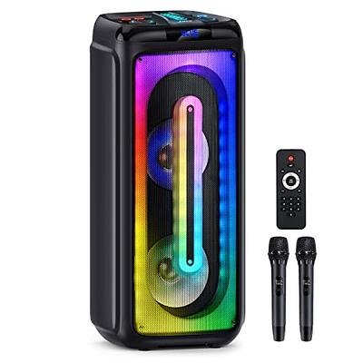Karaoke Machine for AdultsKids with 2 Wireless Microphones, FULLIFE  Portable Bluetooth PA Speaker System, HD Sound Singing Machine with Echo and
