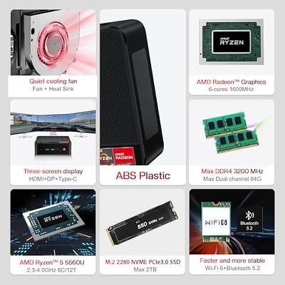 Beelink SER5 Mini PC, AMD Ryzen 5 5560U 6 Core(Up to 4.0GHz), 16GB DDR4 RAM  500GB NVMe M.2 SSD, RX Vega7, Mini Desktop Computer for Home/Office/Gaming  - Yahoo Shopping