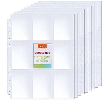 Pockets Double-Sided Trading Card Pages Sleeves 9-Pocket Clear Plastic Game Card Protectors for Fit 3 Ring Binder, Size: 91
