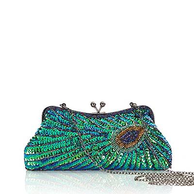 BABEYOND 1920s Flapper Peacock Clutch - Gatsby Sequined Evening