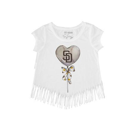 Philadelphia Phillies Tiny Turnip Girls Youth Hot Bats Fringe T-Shirt -  White