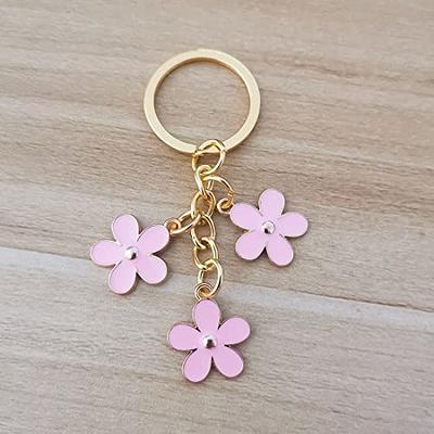 Women's Flower Bag Charms Enameled Keychain Purse Accessories