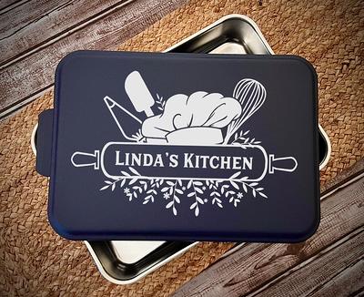 Custom Engraved Cake Pan Lid, 9x13 Pan, Bakers Gift 